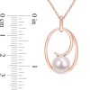 Thumbnail Image 2 of 9.0-9.5mm Freshwater Cultured Pearl Open Looping Oval Frame Pendant in Sterling Silver with Rose Rhodium