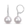 Thumbnail Image 0 of 11.0-12.0mm Cultured Freshwater Pearl and 0.05 CT. T.W. Diamond Drop Earrings in Sterling Silver