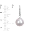 Thumbnail Image 1 of 11.0-12.0mm Cultured Freshwater Pearl and 0.05 CT. T.W. Diamond Drop Earrings in Sterling Silver