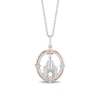 Enchanted Disney Princess 0.085 CT. T.W. Diamond Castle Pendant in Sterling Silver and 10K Rose Gold - 19"