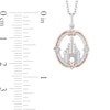 Enchanted Disney Princess 0.085 CT. T.W. Diamond Castle Pendant in Sterling Silver and 10K Rose Gold - 19"