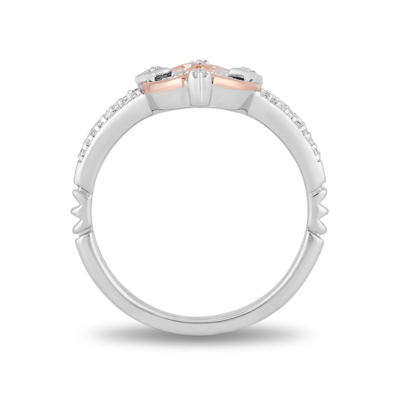 Main Image 3 of Enchanted Disney Princess 0.145 CT. T.W. Diamond Castle Ring in Sterling Silver and 10K Rose Gold