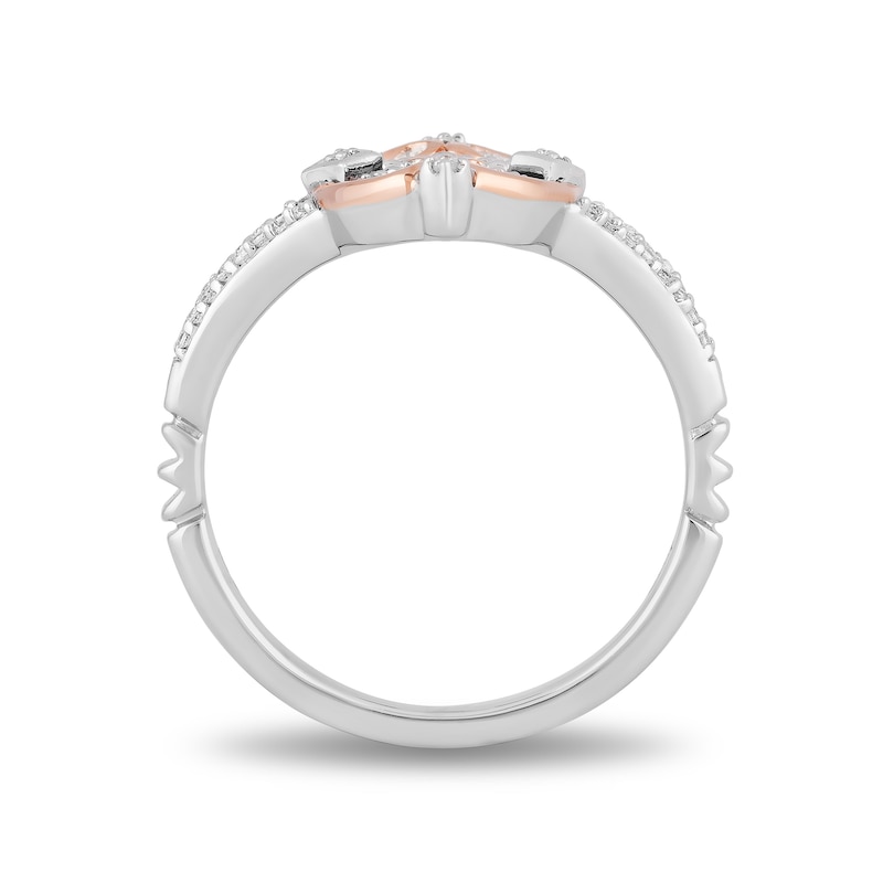 Enchanted Disney Princess 0.145 CT. T.W. Diamond Castle Ring in Sterling Silver and 10K Rose Gold