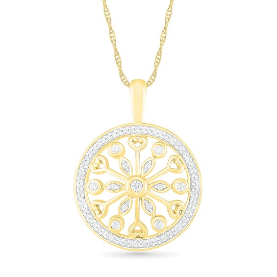 0.145 CT. T.W. Diamond Mandala-Style Pendant in Sterling Silver with 14K Gold Plate