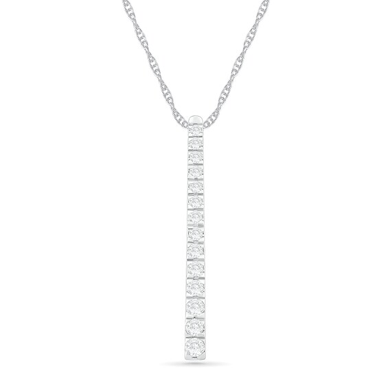 0.95 CT. T.W. Diamond Linear Bar Pendant in 10K Gold