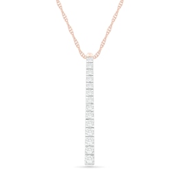 0.95 CT. T.W. Diamond Linear Bar Pendant in 10K Rose Gold