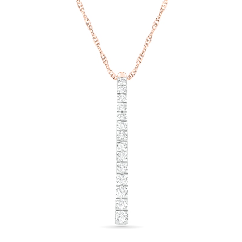 Main Image 1 of 0.95 CT. T.W. Diamond Linear Bar Pendant in 10K Rose Gold