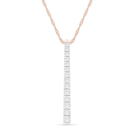 0.95 CT. T.W. Diamond Linear Bar Pendant in 10K Rose Gold