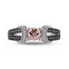 Thumbnail Image 4 of 5.0mm Morganite and 0.24 CT. T.W. Enhanced Black and White Diamond Loop Collar Vintage-Style Ring in Sterling Silver