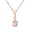 Thumbnail Image 1 of 5.0mm Morganite and Diamond Accent Drop Pendant in 10K Rose Gold - 17"