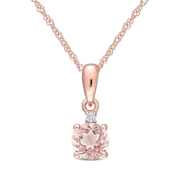 5.0mm Morganite and Diamond Accent Drop Pendant in 10K Rose Gold - 17"