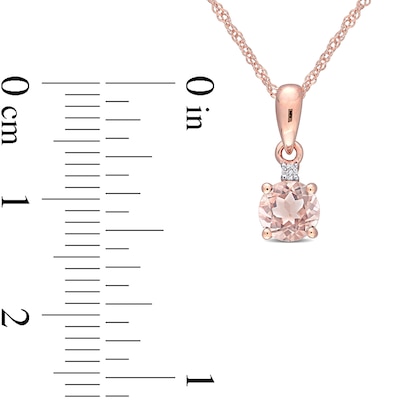 5.0mm Morganite and Diamond Accent Drop Pendant in 10K Rose Gold - 17"