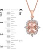 Thumbnail Image 3 of Cushion-Cut Morganite, White Sapphire and 0.05 CT. T.W. Diamond Ornate Leaf Frame Pendant in 10K Rose Gold - 17"