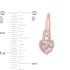 Thumbnail Image 3 of 5.0mm Heart-Shaped Morganite and 0.04 CT. T.W. Diamond Bead Frame Leaf Drop Earrings in 10K Rose Gold