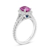 Thumbnail Image 3 of Vera Wang Love Collection Certified Oval Pink Sapphire and 0.69 CT. T.W. Diamond Frame Engagement Ring in 14K White Gold