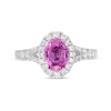 Thumbnail Image 4 of Vera Wang Love Collection Certified Oval Pink Sapphire and 0.69 CT. T.W. Diamond Frame Engagement Ring in 14K White Gold