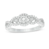 Thumbnail Image 0 of 0.24 CT. T.W. Diamond Cascading Frame Three Stone Promise Ring in Sterling Silver