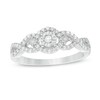 Thumbnail Image 0 of 0.24 CT. T.W. Diamond Cascading Frame Three Stone Promise Ring in Sterling Silver