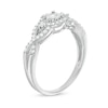 Thumbnail Image 3 of 0.24 CT. T.W. Diamond Cascading Frame Three Stone Promise Ring in Sterling Silver