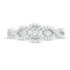 Thumbnail Image 4 of 0.24 CT. T.W. Diamond Cascading Frame Three Stone Promise Ring in Sterling Silver