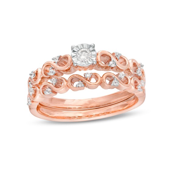0.23 CT. T.W. Diamond Infinity Bridal Set in 10K Rose Gold