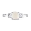 Thumbnail Image 4 of 6.0mm Cushion-Shaped Cabochon Opal and 0.04 CT. T.W. Diamond Vintage-Style Ring in Sterling Silver