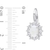 Thumbnail Image 3 of Oval Opal, White Topaz and 0.04 CT. T.W. Diamond Starburst Frame Drop Earrings in Sterling Silver