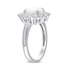 Thumbnail Image 3 of Oval Opal, White Topaz and 0.10 CT. T.W. Diamond Starburst Frame Ring in Sterling Silver