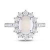 Thumbnail Image 3 of Oval Opal, White Topaz and 0.10 CT. T.W. Diamond Starburst Frame Ring in Sterling Silver