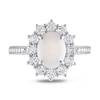 Thumbnail Image 4 of Oval Opal, White Topaz and 0.10 CT. T.W. Diamond Starburst Frame Ring in Sterling Silver