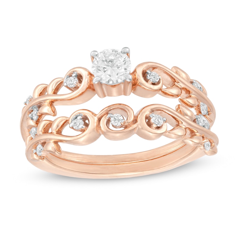 0.29 CT. T.W. Diamond Vine Bridal Set in 10K Rose Gold