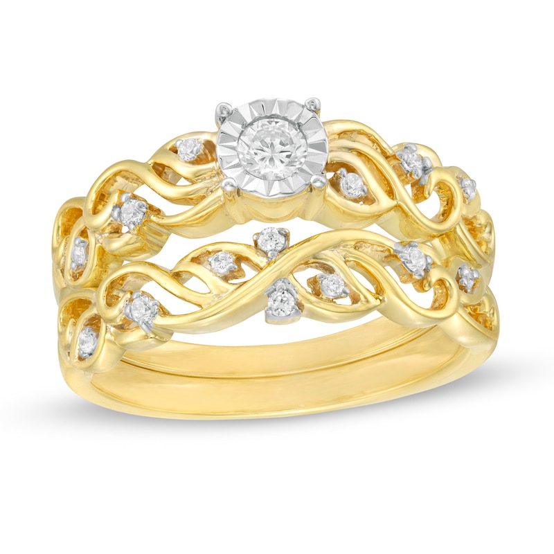 0.29 CT. T.W. Diamond Open Filigree Bridal Set in 10K Gold