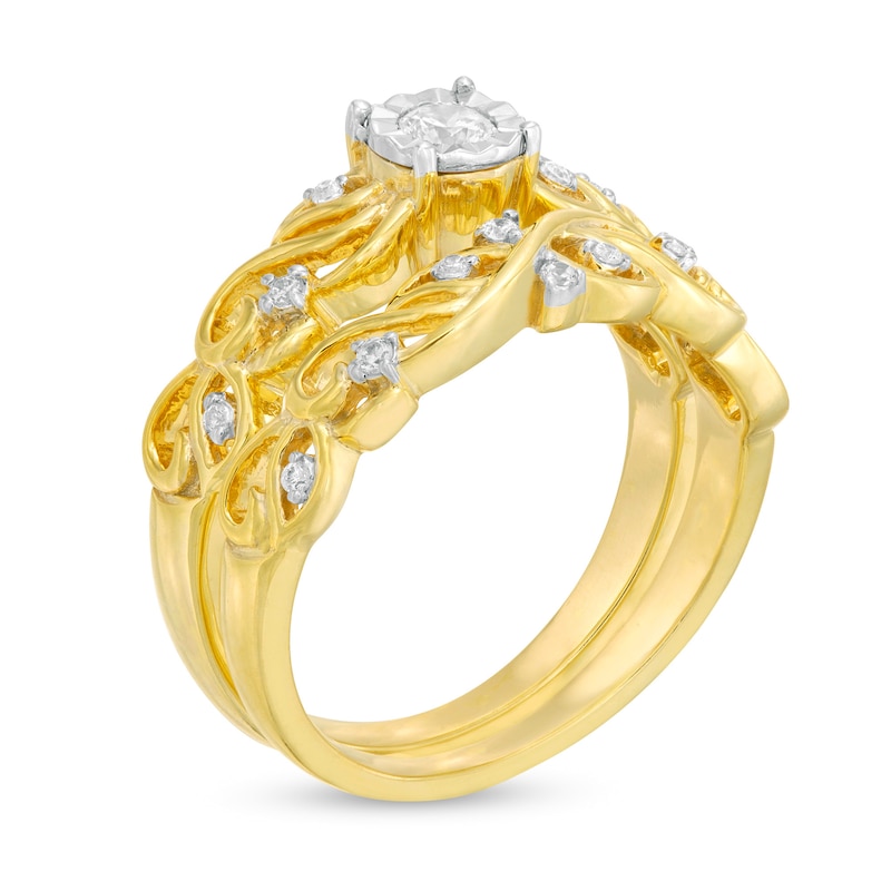 0.29 CT. T.W. Diamond Open Filigree Bridal Set in 10K Gold