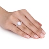 Thumbnail Image 2 of Oval Opal and 0.08 CT. T.W. Diamond Bypass Split Shank Ring in Sterling Silver