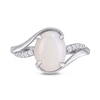 Thumbnail Image 4 of Oval Opal and 0.08 CT. T.W. Diamond Bypass Split Shank Ring in Sterling Silver