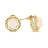 Thumbnail Image 0 of 8.0mm Opal and White Topaz Swirl Frame Stud Earrings in Sterling Silver with Yellow Rhodium