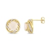 Thumbnail Image 1 of 8.0mm Opal and White Topaz Swirl Frame Stud Earrings in Sterling Silver with Yellow Rhodium