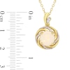 8.0mm Opal, White Topaz and Diamond Accent Swirl Frame Drop Pendant in Sterling Silver with Yellow Rhodium
