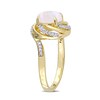 Thumbnail Image 3 of 8.0mm Opal, White Topaz and 0.04 CT. T.W. Diamond Swirl Frame Bypass Ring in Sterling Silver with Yellow Rhodium