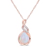Thumbnail Image 0 of Pear-Shaped Opal and 0.04 CT. T.W. Diamond Cascading Teardrop Pendant in 10K Rose Gold - 17"