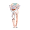 Thumbnail Image 3 of Oval Cabochon Opal and 0.31 CT. T.W. Diamond Frame Three Stone Twist Shank Ring in 10K Rose Gold