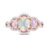 Thumbnail Image 4 of Oval Cabochon Opal and 0.31 CT. T.W. Diamond Frame Three Stone Twist Shank Ring in 10K Rose Gold