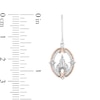 Enchanted Disney Princess 0.145 CT. T.W. Diamond Castle Drop Earrings in Sterling Silver and 10K Rose Gold