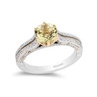 Enchanted Disney Belle Lemon Quartz and 0.29 CT. T.W. Diamond Engagement Ring in 14K Two-Tone Gold