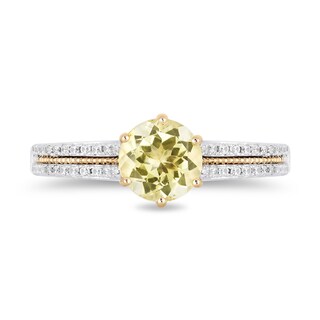 Enchanted Disney Belle Lemon Quartz and 0.29 CT. T.W. Diamond Engagement Ring in 14K Two-Tone Gold