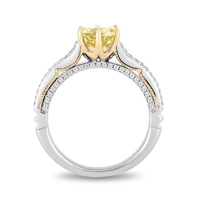 Enchanted Disney Belle Lemon Quartz and 0.29 CT. T.W. Diamond Engagement Ring in 14K Two-Tone Gold