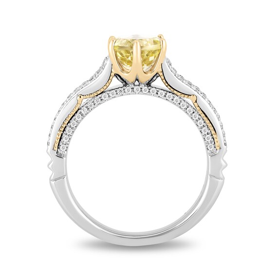 Enchanted Disney Belle Lemon Quartz and 0.29 CT. T.W. Diamond Engagement Ring in 14K Two-Tone Gold
