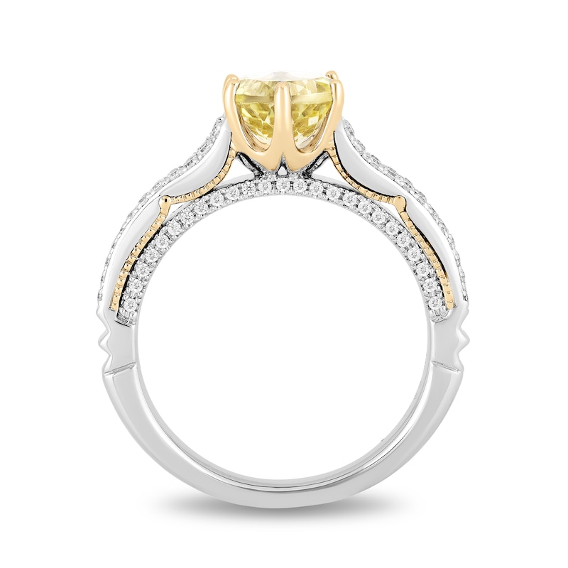 Main Image 4 of Enchanted Disney Belle Lemon Quartz and 0.29 CT. T.W. Diamond Engagement Ring in 14K Two-Tone Gold