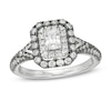 Thumbnail Image 1 of Vera Wang Love Collection 0.95 CT. T.W. Emerald-Cut Diamond Frame Engagement Ring in 14K White Gold with Black Rhodium