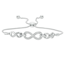 Diamond Accent Triple Infinity Bolo Bracelet in Sterling Silver - 9.5"